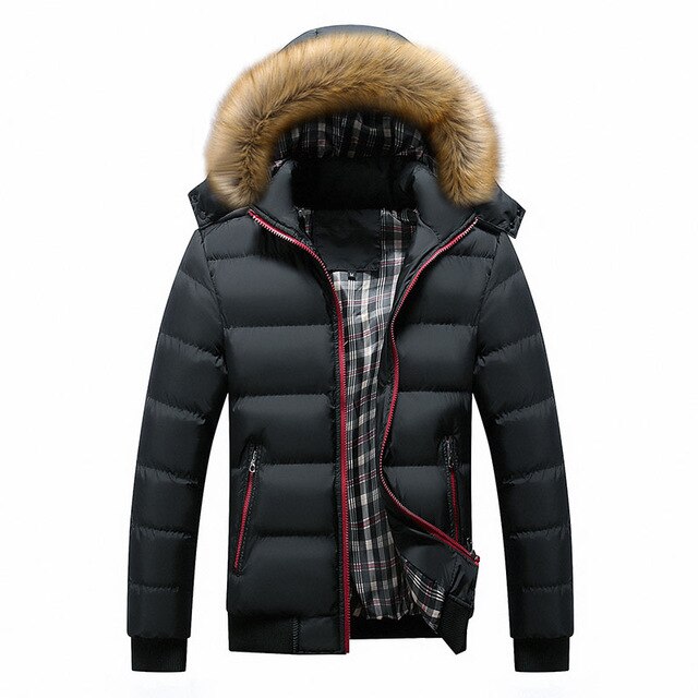 ASHORESHOP Men's Winter Jackets Thick Hooded Fur Collar Parka Men Coats