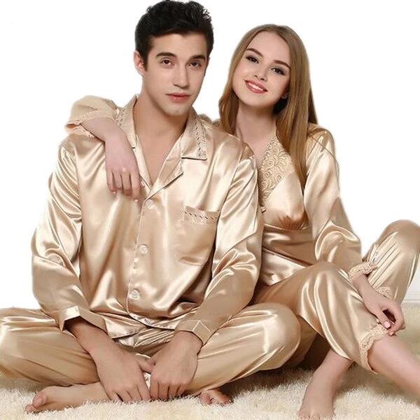 Couple Pajamas Golden Couple Spring Autumn Mens Ladies Long Sleeve Pajamas Golden Couple