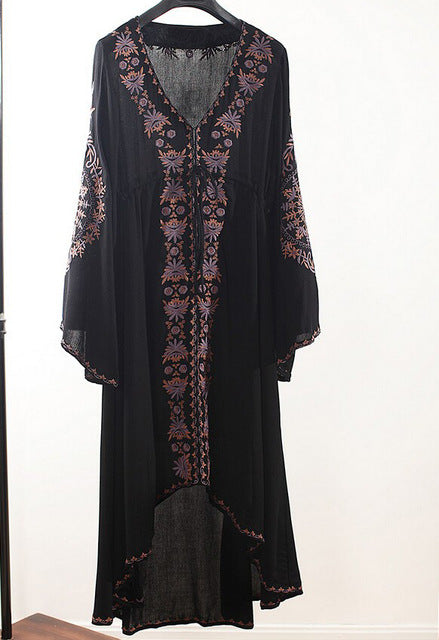 ASHORESHOP Long Beach Dresses Women Tunic Vintage Floral Embroidered C ASHORE SHOP ASHORESHOP Long Beach Dresses Women Tunic Vintage Floral Embroidered C ASHORE SHOP