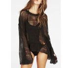 Ashoreshop Beach Hippie Hole Sweater Asymmetric Hem Loose Knitted Crochet Blouse