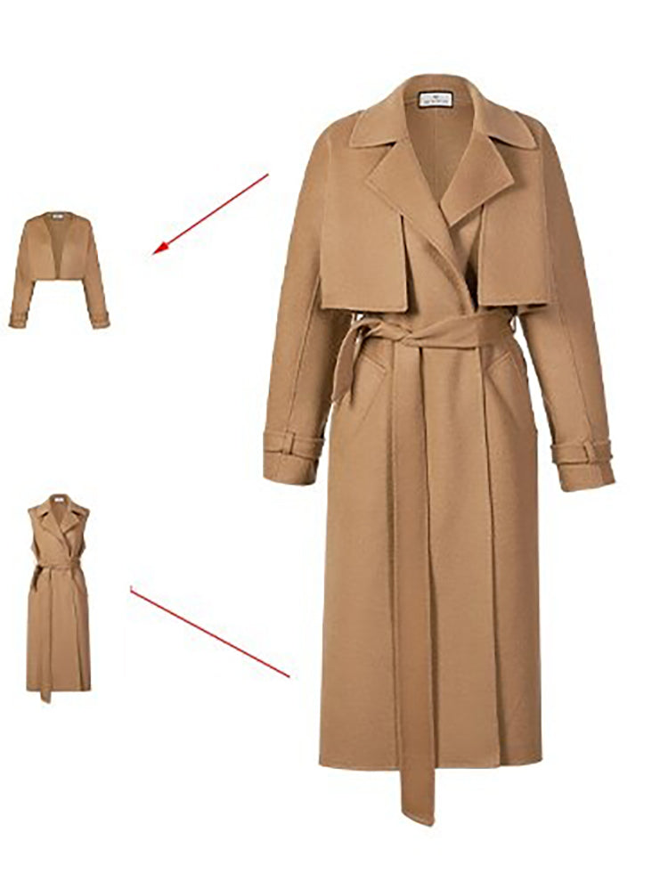 2 in 1 Removable Wool coat/vest winter 100% wool long vest topcoat