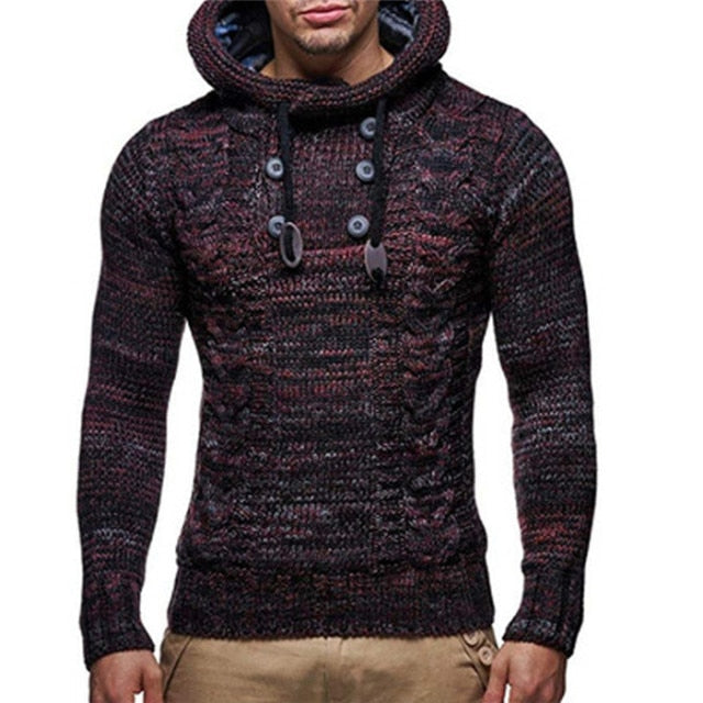 Ashoreshop Men's Cable-knit Hoody Style Pullover Sweater