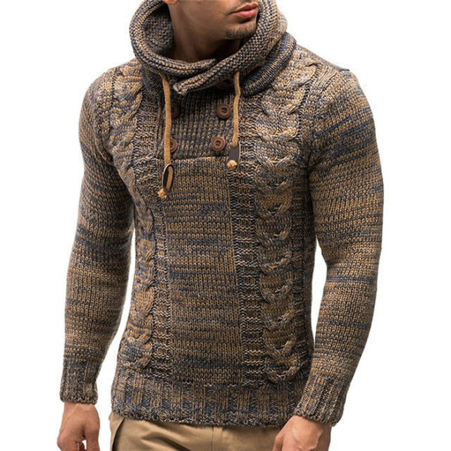 Ashoreshop Men's Cable-knit Hoody Style Pullover Sweater