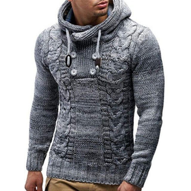 Ashoreshop Men's Cable-knit Hoody Style Pullover Sweater