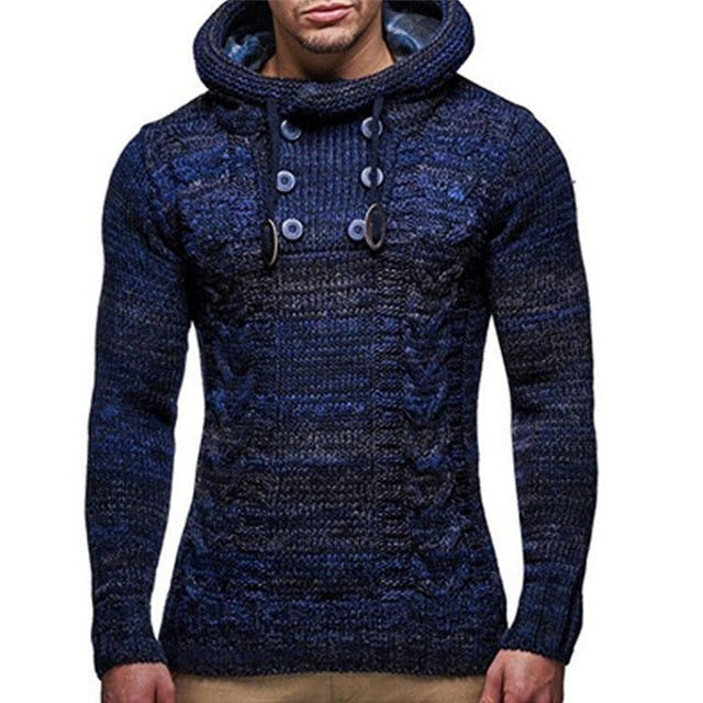 Ashoreshop Men's Cable-knit Hoody Style Pullover Sweater