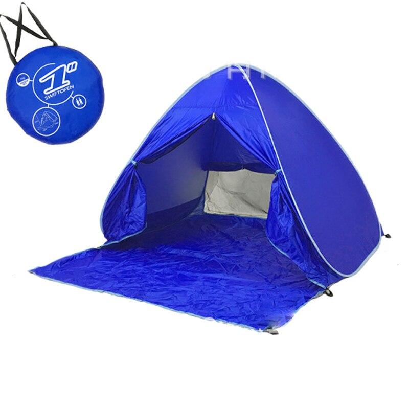 blue tent ASHORESHOP Vacation Folding Beach Tent Sun Shelter Anti-UV  Anti Insects