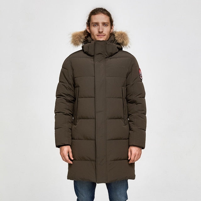 AshoreShop Mens Windproof Warm Winter Parka Coat Detachable Hood