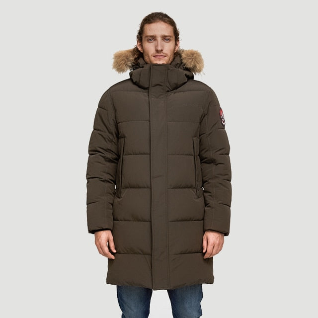 AshoreShop Mens Windproof Warm Winter Parka Coat Detachable Hood