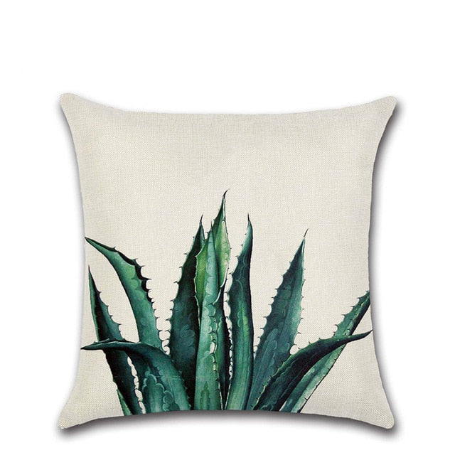 Tropical Plants Cactus Monstera Summer Decorative Throw Pillows