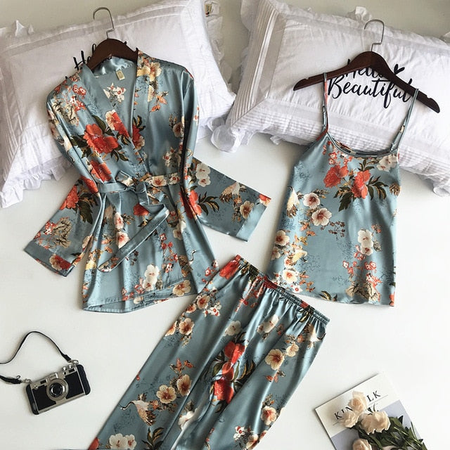 Ashoreshop Indoor Clothing New 3 PCS Women Pajamas Sets