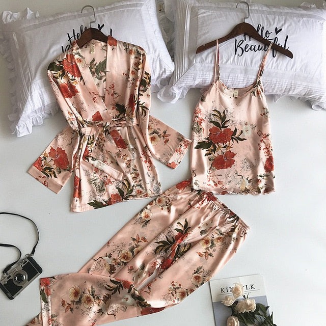 Ashoreshop Indoor Clothing New 3 PCS Women Pajamas Sets