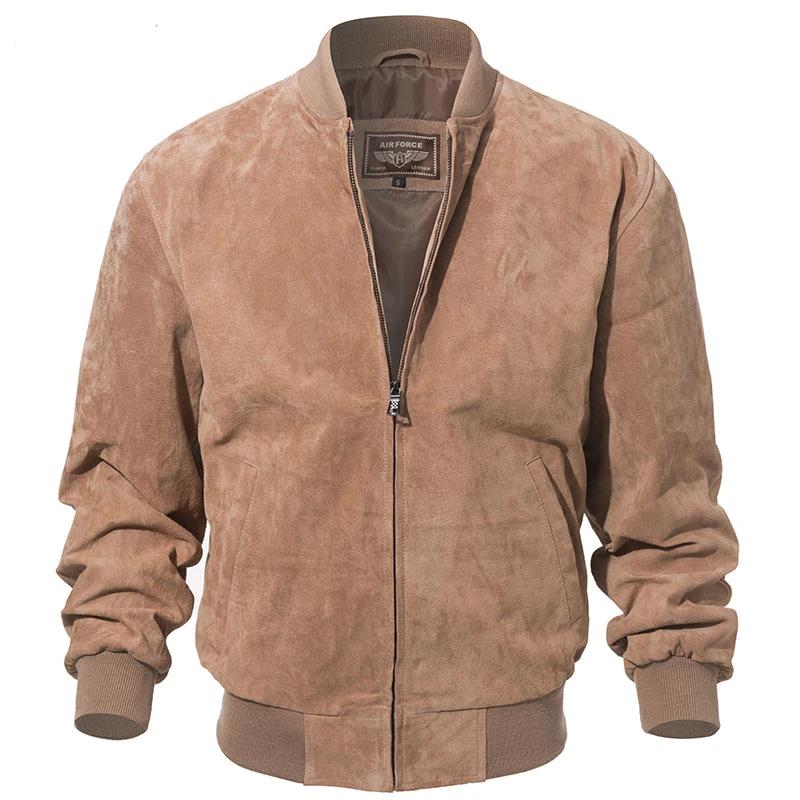 ASHORESHOP Men Classic 100% Real Pigskin Suede Coat Genuine Baseball Bomber Leather Jacket XXXL