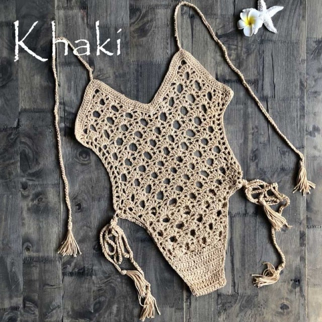 Ashoreshop Sexy One Piece Swimsuit Women Crochet Sexy Swimwear