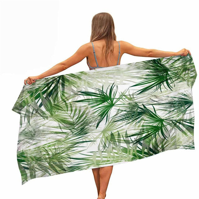 ASHORESHOP Quick Dry Microfiber Pool Beach Towel Palm Leave Print Beach Blanket