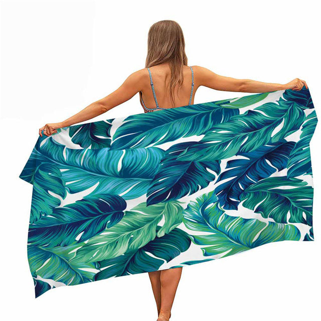 ASHORESHOP Quick Dry Microfiber Pool Beach Towel Palm Leave Print Beach Blanket