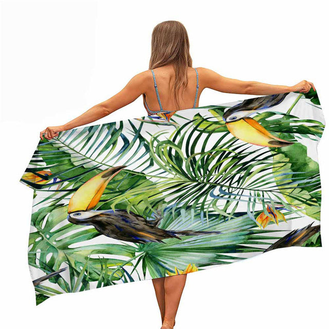 ASHORESHOP Quick Dry Microfiber Pool Beach Towel Palm Leave Print Beach Blanket