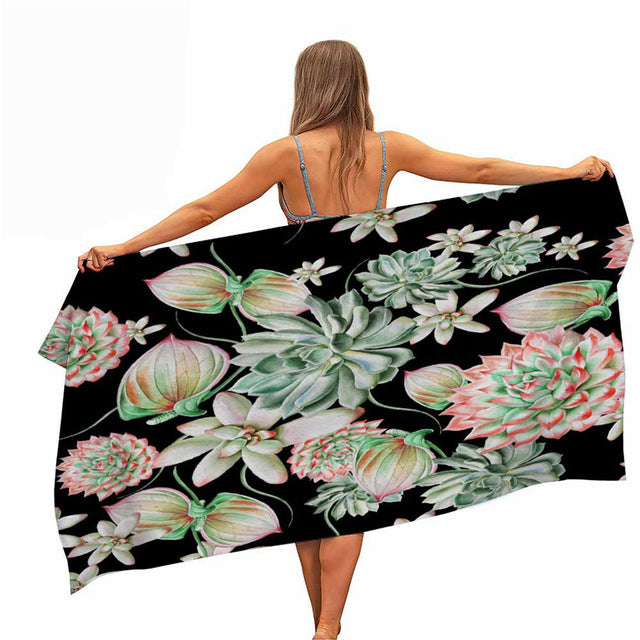 ASHORESHOP Quick Dry Microfiber Pool Beach Towel Palm Leave Print Beach Blanket