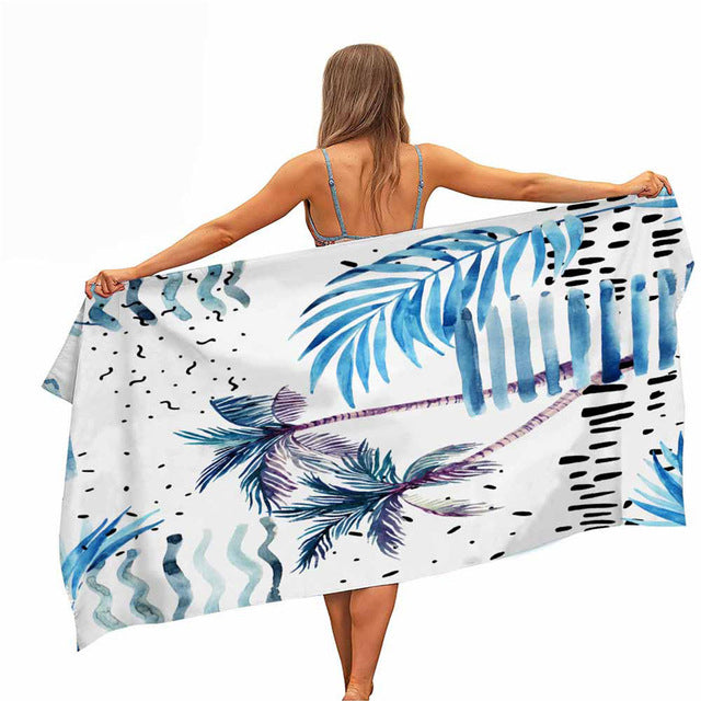 ASHORESHOP Quick Dry Microfiber Pool Beach Towel Palm Leave Print Beach Blanket