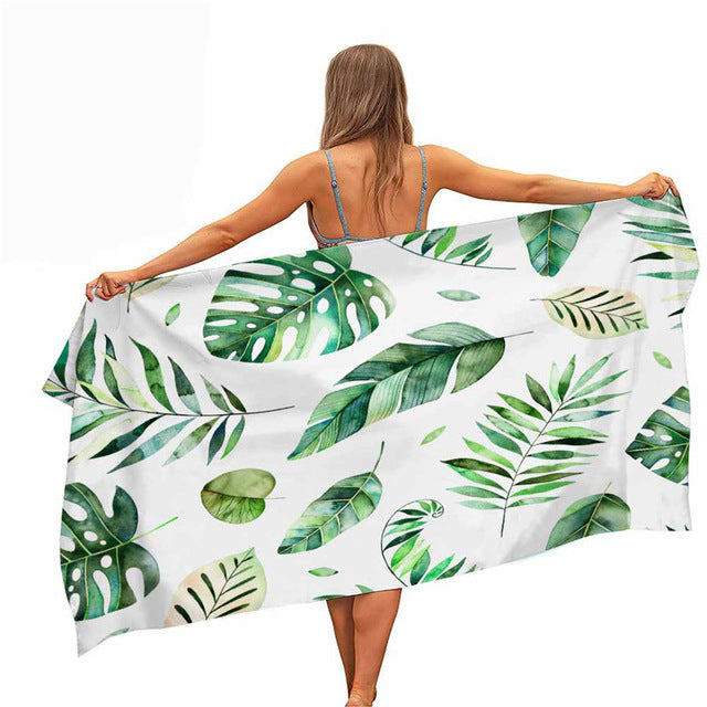 ASHORESHOP Quick Dry Microfiber Pool Beach Towel Palm Leave Print Beach Blanket