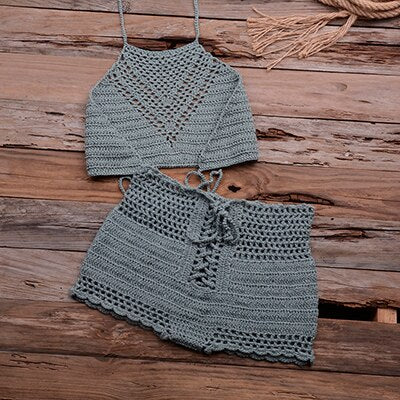 Women Hot Sexy Crochet Bikini Set Ladies Knitted Bathing Suits