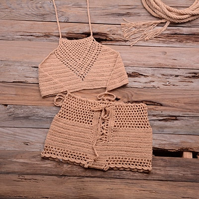 Women Hot Sexy Crochet Bikini Set Ladies Knitted Bathing Suits