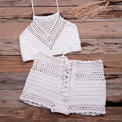 Women Hot Sexy Crochet Bikini Set Ladies Knitted Bathing Suits