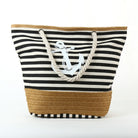 Large Capacity Bag Summer Anchor Stripes Printing Canvas Tote Bag