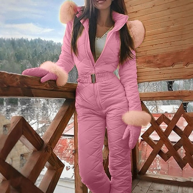 ASHORESHOP Woman's One Piece Ski Jumpsuit Winter Warm Slip On and Go Suits Snowboard Skisuit