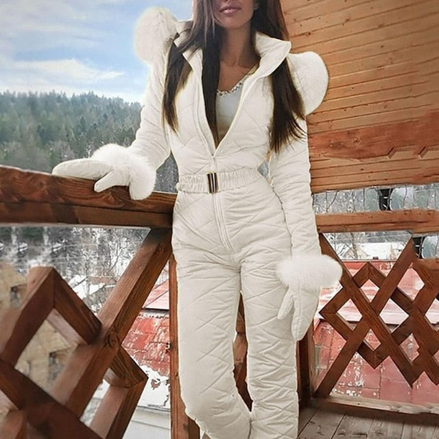 ASHORESHOP Woman's One Piece Ski Jumpsuit Winter Warm Slip On and Go Suits Snowboard Skisuit