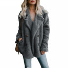 Woman Lapel Faux Lambswool Coats Warm Female Winter Outerwear 5XL