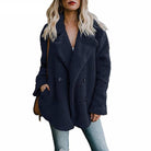 Woman Lapel Faux Lambswool Coats Warm Female Winter Outerwear 5XL