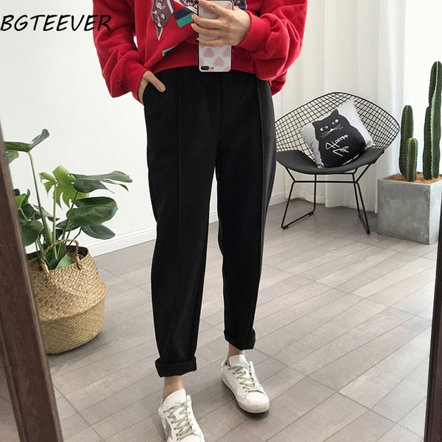 Autumn Winter Thicken Women Pencil Pants Plus Size Wool Pants Female