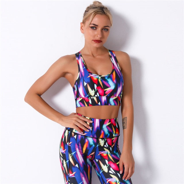 Women Digital Wave Printed Colorful Leggings  Print Running Yoga Suits