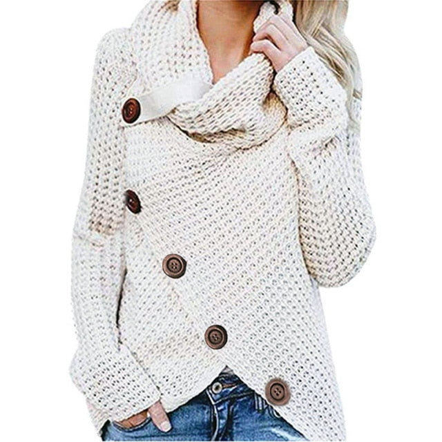 Ashore Shop Womens Knitted Pullover Turtleneck Cardigan Sweater