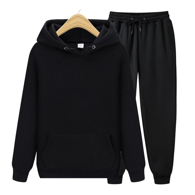 Men/Women Sets Hoodies+Pants Autumn Winter Unisex Hooded Sweatshirt Sweatpants