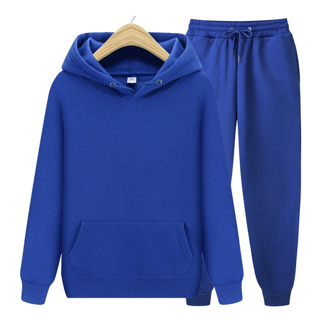 Men/Women Sets Hoodies+Pants Autumn Winter Hooded Sweatshirt Sweatpants