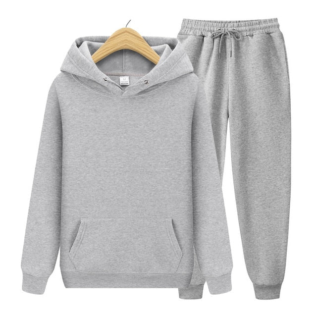 Men/Women Sets Hoodies+Pants Autumn Winter Unisex Hooded Sweatshirt Sweatpants