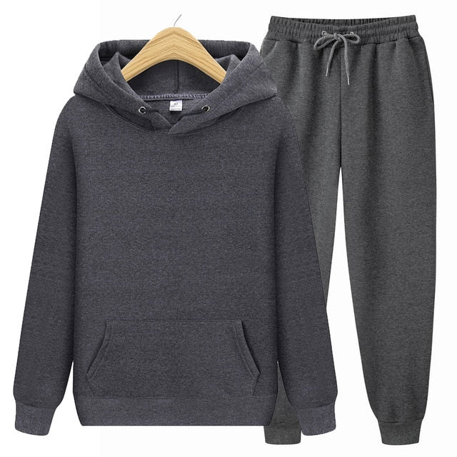 Men/Women Sets Hoodies+Pants Autumn Winter Unisex Hooded Sweatshirt Sweatpants