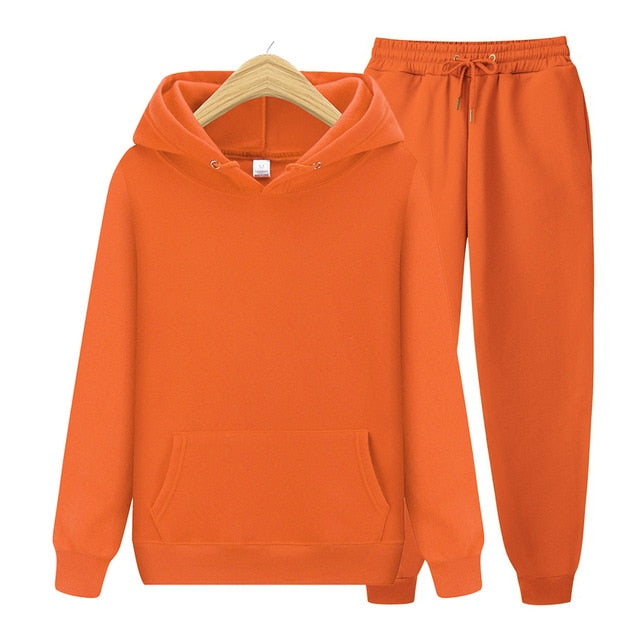 Men/Women Sets Hoodies+Pants Autumn Winter Unisex Hooded Sweatshirt Sweatpants