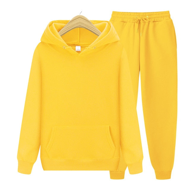 Men/Women Sets Hoodies+Pants Autumn Winter Hooded Sweatshirt Sweatpants