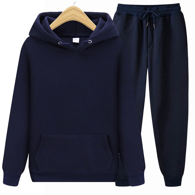 Men/Women Sets Hoodies+Pants Autumn Winter Unisex Hooded Sweatshirt Sweatpants