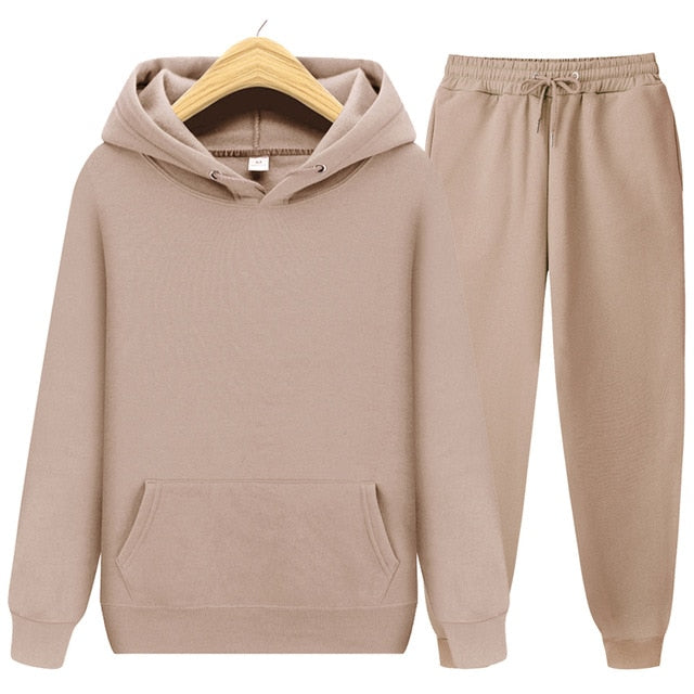 Men/Women Sets Hoodies+Pants Autumn Winter Hooded Sweatshirt Sweatpants