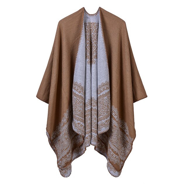 Ashoreshop Vintage Floral Lace Pattern Knit Shawl Cape Cardigan