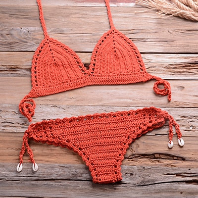 Handmade Cotton  Crochet Bikini Top 2021 Summer Shell Sexy Swimsuit