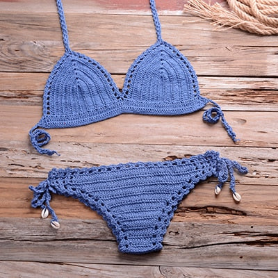 Handmade Cotton  Crochet Bikini Top 2021 Summer Shell Sexy Swimsuit