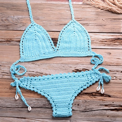 Handmade Cotton  Crochet Bikini Top 2021 Summer Shell Sexy Swimsuit