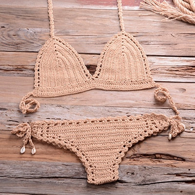 Handmade Cotton  Crochet Bikini Top 2021 Summer Shell Sexy Swimsuit