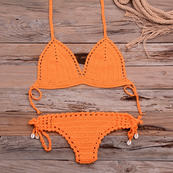 Handmade Cotton  Crochet Bikini Top 2021 Summer Shell Sexy Swimsuit