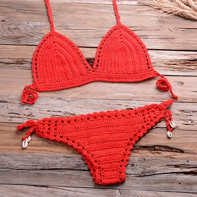 Handmade Cotton  Crochet Bikini Top 2021 Summer Shell Sexy Swimsuit