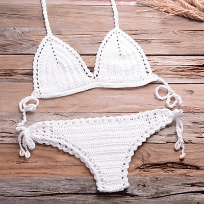 Handmade Cotton  Crochet Bikini Top 2021 Summer Shell Sexy Swimsuit